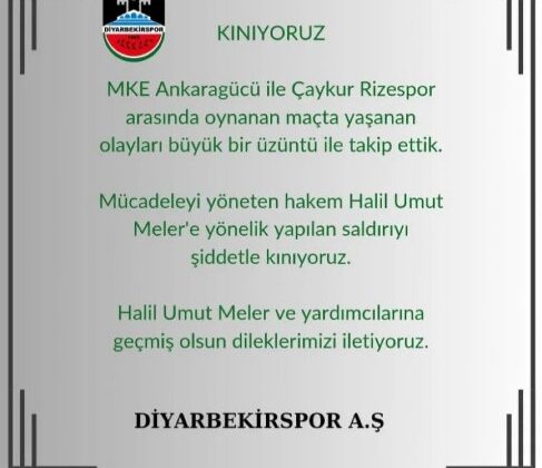 Diyarbekirspor’dan Hakem Meler’e destek mesajı