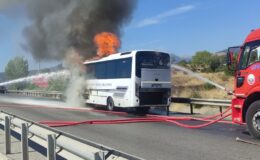 Otobüs alev topuna döndü