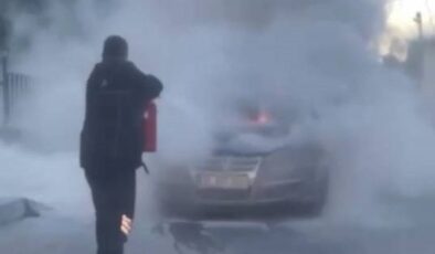 Otobanda trafikte alev paniği