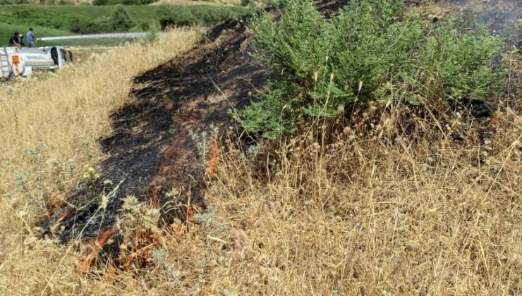 100 dönümlük otluk alanda çıkan yangın, yerleşik alana ulaşmadan söndürüldü