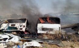Hurdalık araçlardaki yangın sonrası akaryakıt istasyonunda kavga çıktı