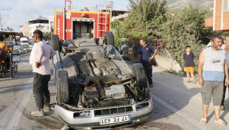 Otomobiliyle takla attı, burnu kanamadan aracından çıktı