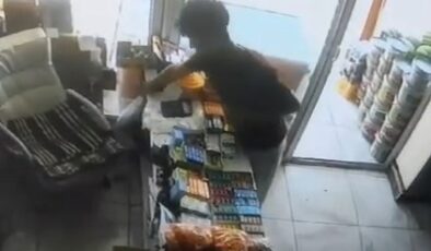 Markete giren hırsız işletme sahibinin cep telefonunu çaldı