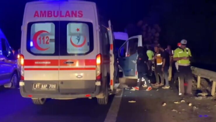 Anadolu Otoyolu’nda tıra çarpan minibüsteki 20 kişi yaralandı 1 kişi öldü