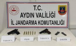 Arka koltuğa saklanan silahlar, jandarmanın dikkatinden kaçmadı