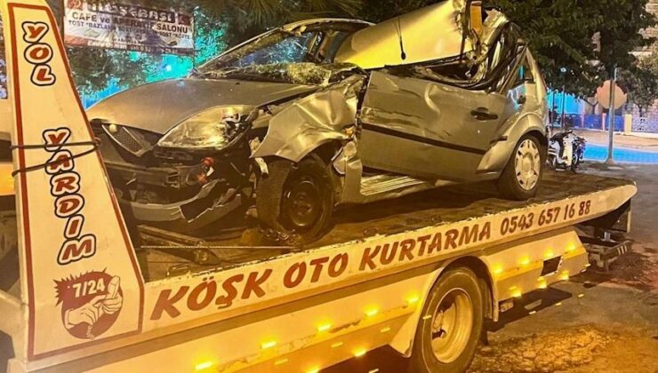 Tırla çarpışan otomobil hurdaya döndü