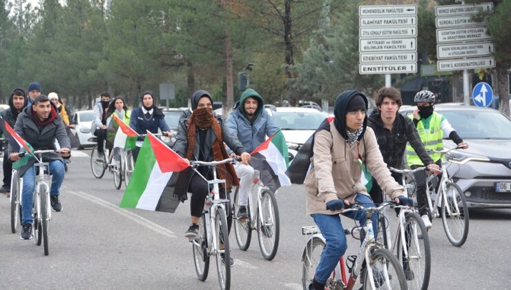 Diyarbakır’da öğrenciler Filistin’e destek için pedal çevirdiler