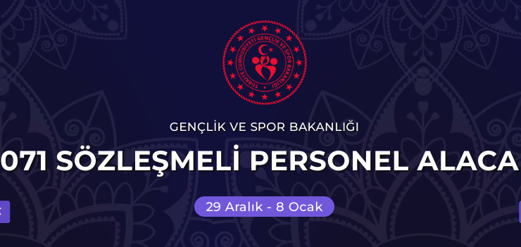 GENÇLİK VE SPOR BAKANLIĞI PERSONEL  ALIM DUYURUSU.