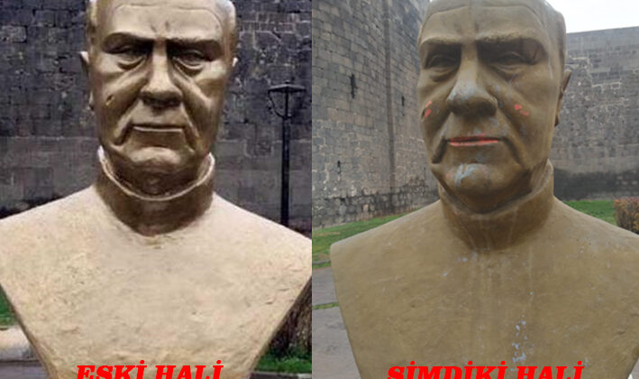 Ahmed Arif büstüne çirkin müdahale