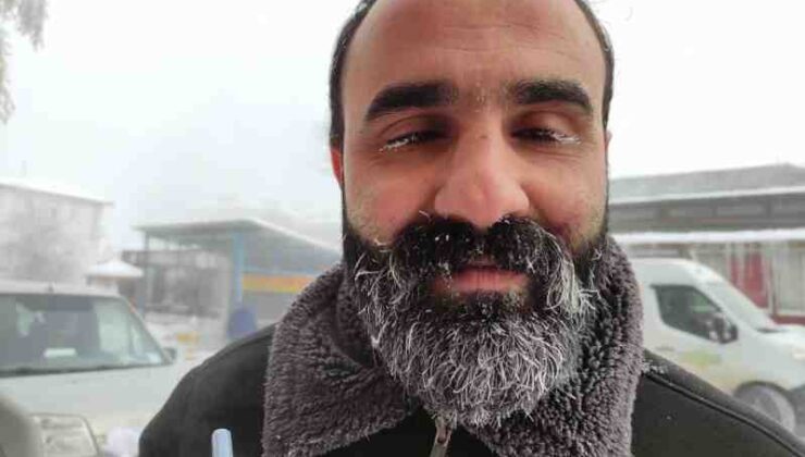 Ardahan’da soğuk hava, donan kirpikler