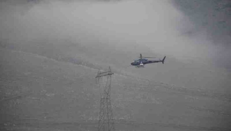 Batman’da helikopterle elektrik bakımı