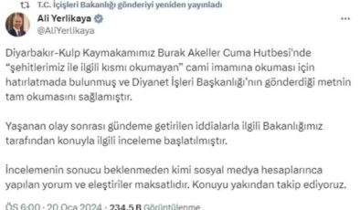 İçişleri Bakanı Yerlikaya’dan Kulp’taki olay ile ilgili açıklama
