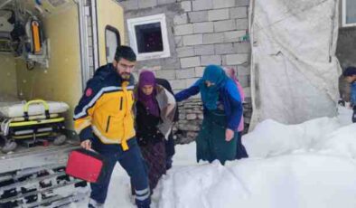 Karlı yolda hamile kadın kurtarıldı