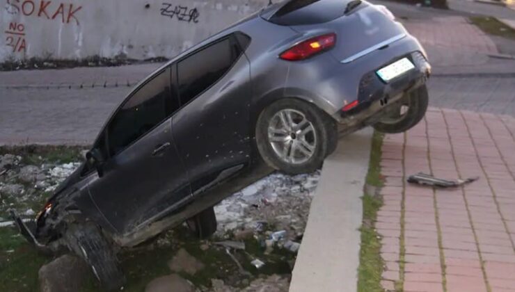 Diyarbakır’da Kazaya karışan araç kaldırımdan boş araziye uçtu