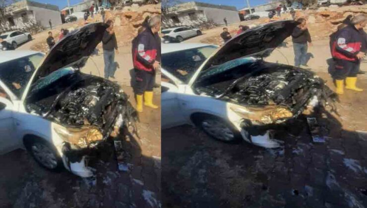 Diyarbakır’da parkta bir otomobil kül oldu