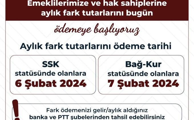 Emekli aylık farkları ödemesi başladı