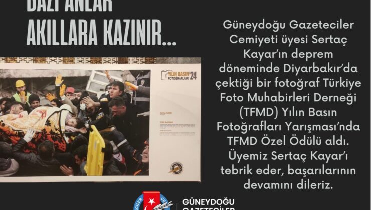 Diyarbakırlı Gazeteci Sertaç Kayar’ın Fotoğrafı Ödül Aldı