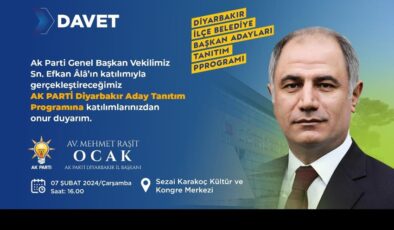 Ak Parti bugün Diyarbakır adaylarını tanıtacak.