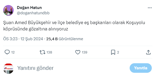 DEM DBB adayı Hatun’dan ‘Gözaltına alınıyoruz’ twitti