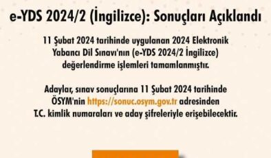 E-YDS 2024/2 sonuçları açıklandı