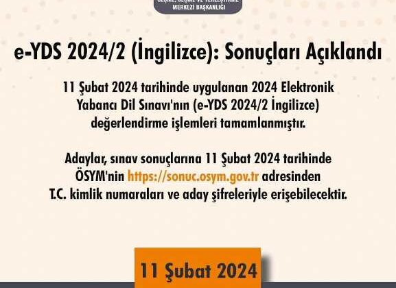 E-YDS 2024/2 sonuçları açıklandı