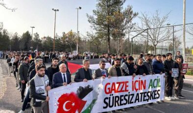 Diyarbakır’da Filistin’e destek için insanlık zinciri oluştu