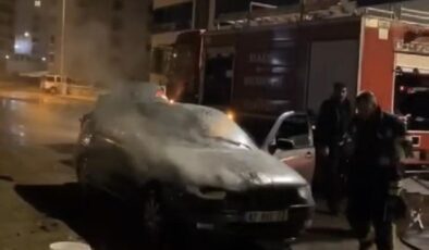 Elazığ’da parkta otomobil alev aldı