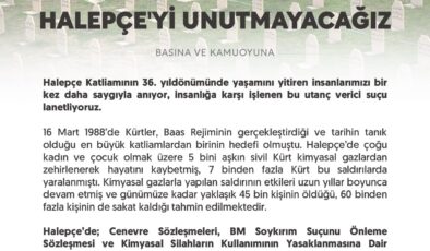 Diyarbakır Barosu’ndan ‘Halepçe’ mesajı