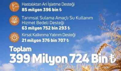 399 Milyon TL Çiftçilerin Hesaplarında
