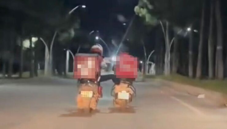Elazığ’da tehlikeli motosiklet yolculuğu