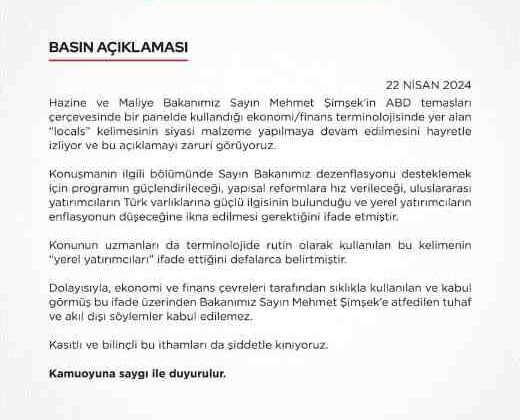 Hazine ve Maliye Bakanlığı “locals” kelimesi ile ilgili açıklamada bulundu