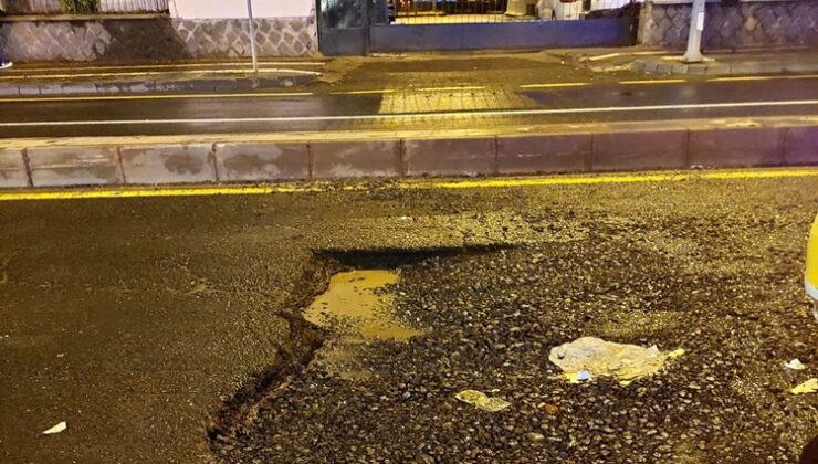 Diyarbakır’da etkili olan yağışın ardından yollarda çukur oluştu