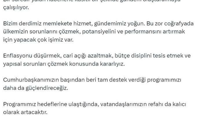Bakan Şimşek’ten politika açıklaması: dedikodulara inanmayın
