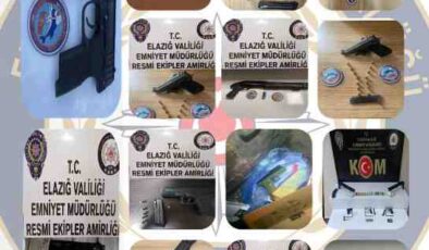 Elazığ’da polis, ruhsatsız silahları ele geçirdi