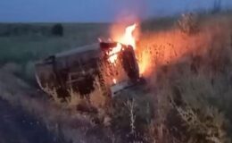 Siverek’te kaza yapan otomobil yandı