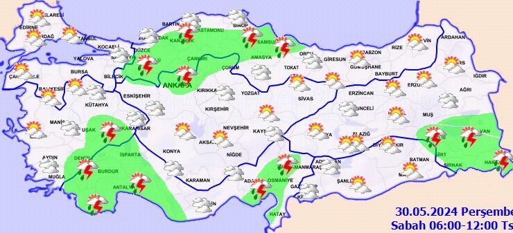 Türkiye’de yerel kuvvetli yağışlar bekleniyor