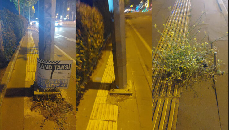 Urfa Yolu üzerindeki kaldırımlarda engelli yolu engellerle dolu