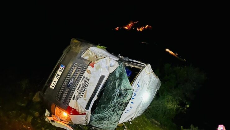 Şirvan’da minibüs şarampole yuvarlandı
