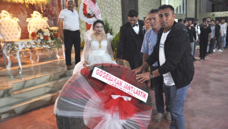 Gelin ve damada takı yerine tır lastiği hediye edildi