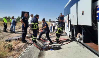 Amasya’da otobüste yangın paniği