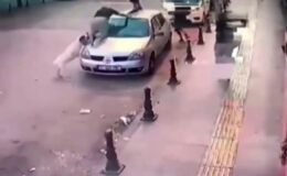 Gençler, köpek saldırısından aracın üstüne çıkarak kurtuldu