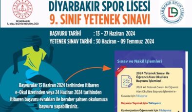 Diyarbakır spor lisesi giriş sınavı tarihi netleşti
