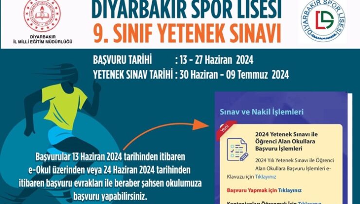 Diyarbakır spor lisesi giriş sınavı tarihi netleşti