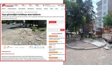 Belediye Haberimize sessiz kalmadı:Kaldırım onarıldı