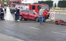 Gelin ve damat kaza yaptı: 5 yaralı