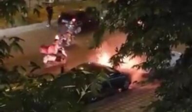 Batman’da park halindeki araç yangını mikserle söndürüldü