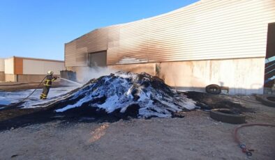 Mardin’de fabrika yangını, tonlarca madde kül oldu