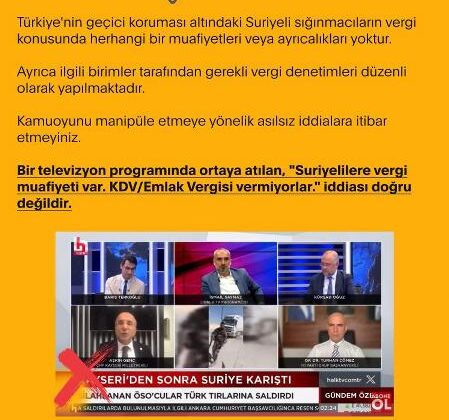 Suriyelilere vergi muafiyeti iddiası yalanlandı
