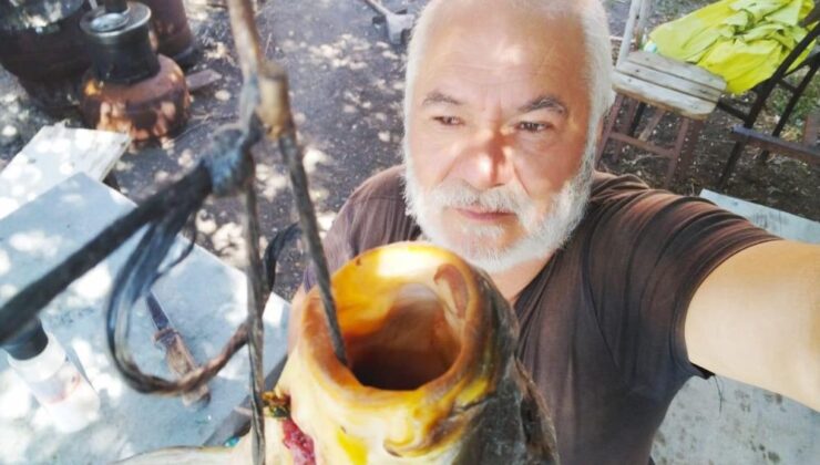 Tarlada oluşan doğal havuzda 5 buçuk kiloluk sazan avladı