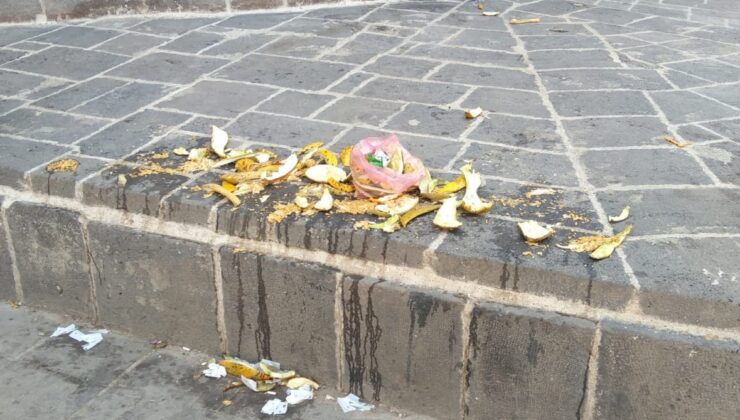 Bilinçsiz ziyaretçiler pisliklerini Tarihi Surlara bıraktı